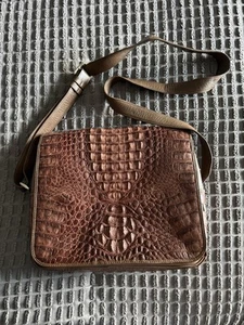 100% Genuine Crocodile Leather Men’s Shoulder Bag Messenger Briefcase Dark Brown - Picture 1 of 21