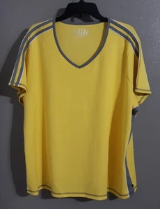 Blusa top pulóver de goma amarilla manga corta hecha para mujer. Talla 3x - Imagen 1 de 8