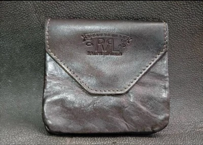 Estuche para monedas de cuero RRL Ralph Lauren logotipo en relieve cremallera informal buen estado usado Foto 1 de 4