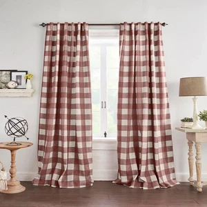 Granja Living Grainger Buffalo-Check Blackout Ventana 52" x 84", Rojo, 1 Panel - Imagen 1 de 9