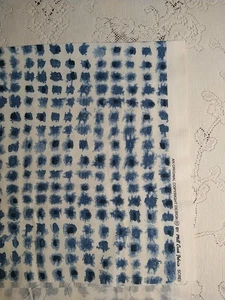 REMNANT Mill Creek Fabrics Blue Smudge Geo Dots Drapery Upholstery 16" L x 54" + - Picture 1 of 4