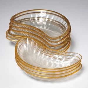 Salir Murano Gold Gilt Scalloped Glass Crescent Salad Plate 10 pc Lot Iris Apfel - Picture 1 of 5