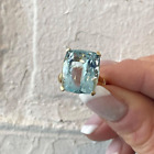 7ct Cushion Cut Aquamarine Gemstone Lab Created Ring 925 Sterling Silver Ring