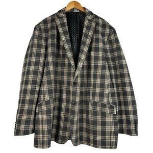Joseph Abboud Two Button Blazer Gray Plaid Wool Blend Sport Coat Blazer Mens 56L - Picture 1 of 9