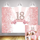 Pink Sequin Happy 18th Birthday Backdrop Girl's18th Anniversary Party Decoration