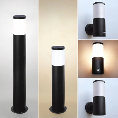 LED-fähige Außenleuchte E27 IP44 Edelstahl Schwarz Wand-/Standleuchte Ø100mm 296 - Bild 1 von 4