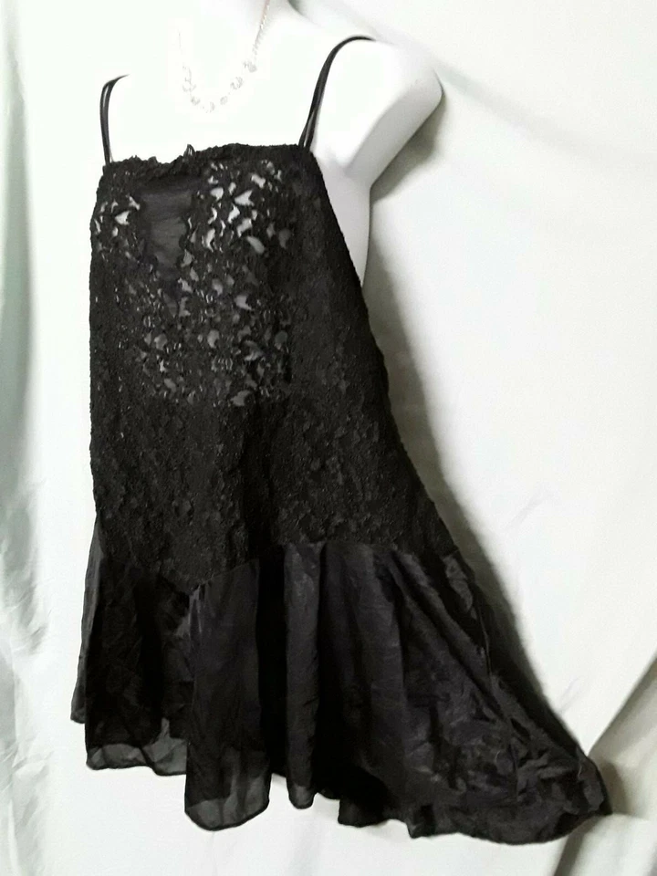 Camisón Woman Within Negro Corto Elastizado Encaje Talla Grande 3X 50" BUSTO Foto 1 de 4