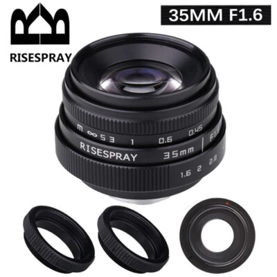 RISESP 35mm f1.6 C mount CCTV Lens II fr Micro 4/3 M4/3 E-PL2 E-PM1 GF3 GF2 OM-D - Image 1 of 4