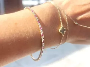 14K Yellow Gold Diamond & Ruby Tennis Bracelet 2.36 Carats - Picture 1 of 10