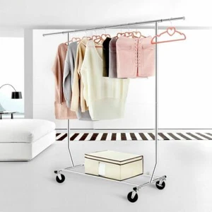 Adjustable Collapsible Dual Double Hangers Stand Wheel Garment Clothing Rack AU - Picture 1 of 14