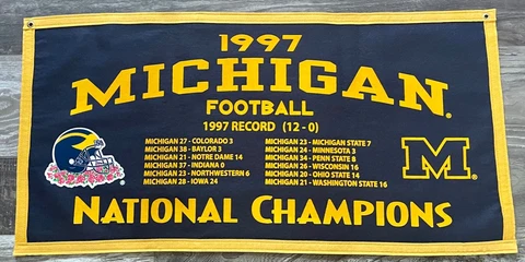 Michigan Wolverines 1997 Football NCAA  National Championship Banner Cover