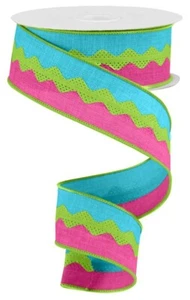 Cinta Ricrac 2 en 1, lima/turquesa/fucsia, cinta con cable, 1,5" de ancho - Imagen 1 de 1