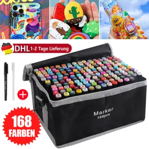 168 Farben Marker Stifte Set mit Doppelköpfiger, Alkoholmarker Set mit Basis DHL - Bild 1 von 15