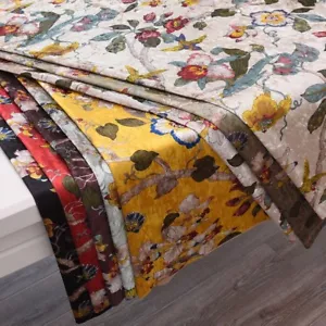1M Druck samt Stoff Kissen Kissenhülle Polster Material Tuch Blumen Vogel - Bild 1 von 18
