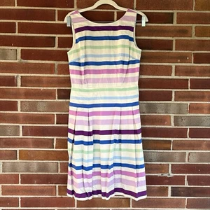 RSVP By Talbots Purple Blue Green Stripe Dress Women’s Sz 2 A3615 - Picture 1 of 5