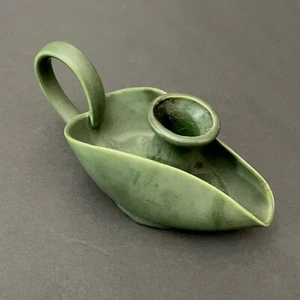 ANTIQUE MISSION HAMPSHIRE MATTE GREEN ART POTTERY ARTS and CRAFTS CANDLE HOLDER - Picture 1 of 3