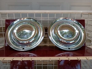 1954 Dodge Royal V8 Meadowbrook Hubcaps Set Of (2) Wheel Covers Vintage Antique - Picture 1 of 24