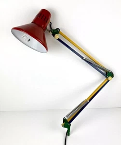 Lampe d'Architecte / de Bureau Articulée - Métal Tricolore Vintage - Années 80 - Picture 1 of 18