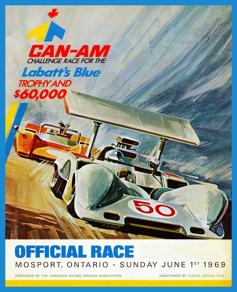 Decor POSTER.Office Home room Art Design.Can-Am Car race.1969 $60k trophy.6858 - Image 1 of 1