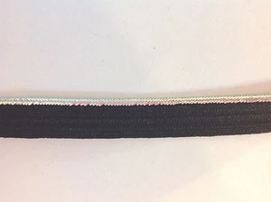 Black Grosgrain Ribbon with Silver Trim 1/2 inch 2 yards - Picture 1 of 3