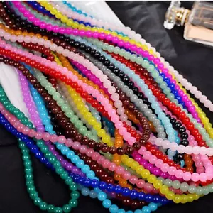 8mm Smooth Glass Beads Round Crystal Loose Bead Colorful Jewelry Making 50Pcs - Picture 1 of 27