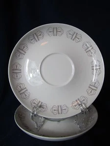Saucer, PAIR Stoneware Franciscan Merry Go Round White Taupe Bows Japan - Picture 1 of 4