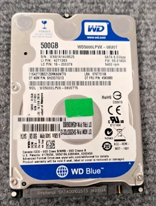 WD 500GB 2.5" 6Gb/s 5.4K RPM 7mm SATA III WESTERN DIGITAL HDD WD5000LPVX-08V0T - Afbeelding 1 van 6