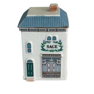 Lenox Spice Village Sage Spice Jar House 1989 con tapa vintage - Imagen 1 de 9
