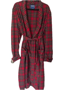 Pendleton Wool Stewart Tartan Robe w/belt Mens M Red Plaid CLASSIC dadcore - Picture 1 of 6