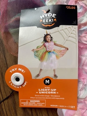 ¡Hyde & Eek! nuevo con etiquetas Vestido Disfraz Unicornio Arco Iris Iluminado Talla M Mediano 8 Niñas Foto 1 de 4