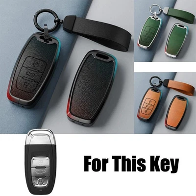 Zinc Alloy Leather Car Key Fob Case Cover For Audi S3 S4 A4 Q3 Q5 A5 A6 A7 A8 - Image 1 of 4