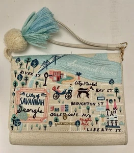 Spartina 449 Embroidered Purse Wristlet Savannah, Ga Tassell - Picture 1 of 13