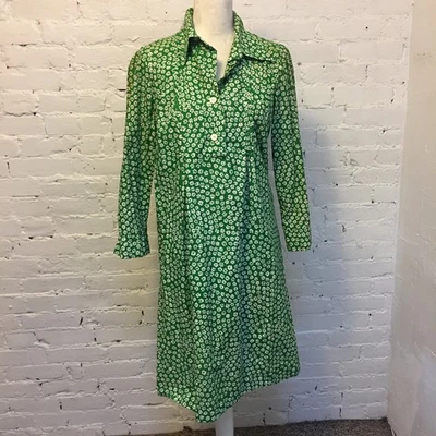 Vestido midi floral algodón verde Marimekko Design Research 1968 talla 12 Foto 1 de 4