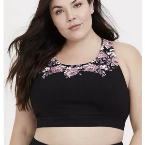 Torrid Active Black Floral Low-Impact Wireless Strappy Sports Bra Size 4X - Picture 1 of 8