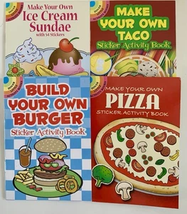 Food Sticker Activity Book Pizza Tacos Ice Cream Burger By Dover Books Set Of 4 - Foto 1 di 9