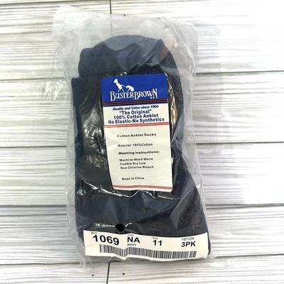NUEVO CON ETIQUETAS Buster Marrón 100% Algodón Calcetines Tobilleros 3 Pares Nuevos en Paquete Azul Marino Talla 11 Foto 1 de 2