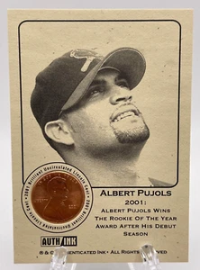 2001 Authentic Ink Baseball Albert Pujols Rookie RCUncirculated Penny Relic Card - Picture 1 of 2