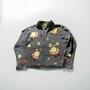 Maglione cardigan brutto Natale LG DESIGNER ORIGINALE STUDIO HO HO HO HO Snow Babbo Natale - Foto 1 di 9