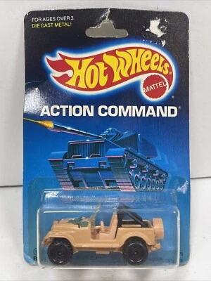 1986 Hot Wheels Action Command Roll Patrol Jeep CJ Tan #9375 - Image 1 of 4