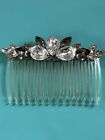 Crystal Hair Comb Bridal Hair Piece Large clear stones Smoke color stones.