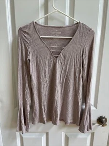 NWT American Eagle Soft & Sexy Striped Top Bell Sleeve Size XS - Picture 1 of 3