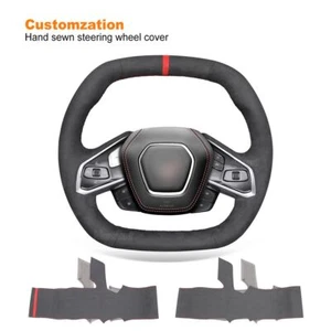 Cubierta de volante de gamuza con puntada a mano personalizada para Chevrolet Corvette C8 Z06 - Imagen 1 de 11