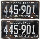Minnesota 1953 License Plate Pair 445-981