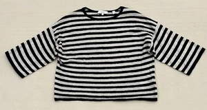 Vince. Women’s Cropped Sweater Blue And White Striped Cashmere Blend Size M - Picture 1 of 6