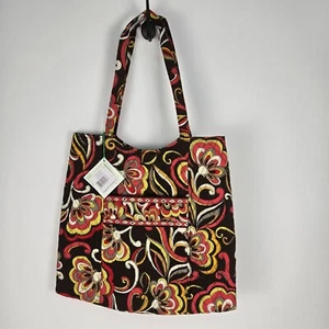Bolso de Mano Vera Bradley Puccini Curvy XL Marrón Rojo Amarillo Blanco Retirado Patter casi nuevo - Imagen 1 de 7