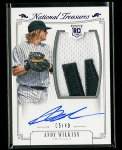 2015 Panini National Treasures Andy Wilkins Autograph Patch Logo Rookie Card 49 - Picture 1 of 1