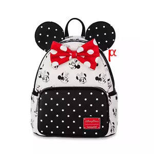 Mini zaino a pois Loungefly Disney Minnie Mouse volti parchi esclusivo - Foto 1 di 3