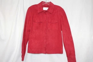 DANA BUCHMAN Red Suede Button Down Jacket Womens Size 4-B120 - Picture 1 of 5