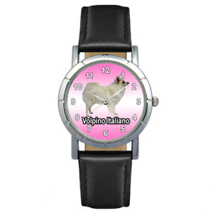Volpino Italiano Dog Unisex Mens Ladies Genuine Leather Bnad Wrist Watch Sa1091