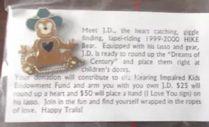 J.D. Bear Pinback Job's Daughters CAMINATA Ayudando a Niños con Discapacidad Auditiva - Imagen 1 de 1